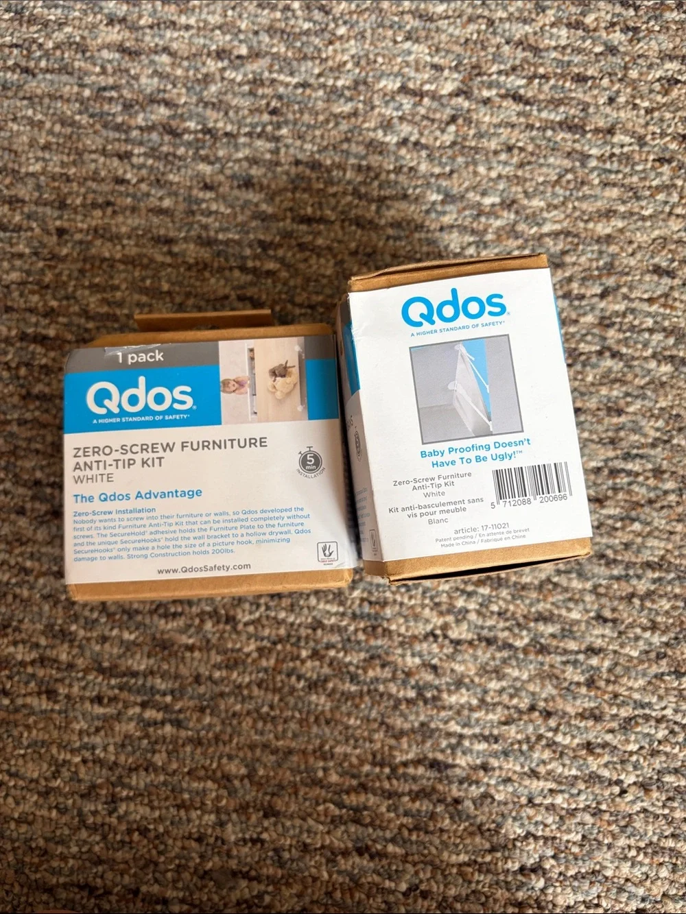 White Zero-Screw Furniture Anti-Tip Kit - Child Safety
